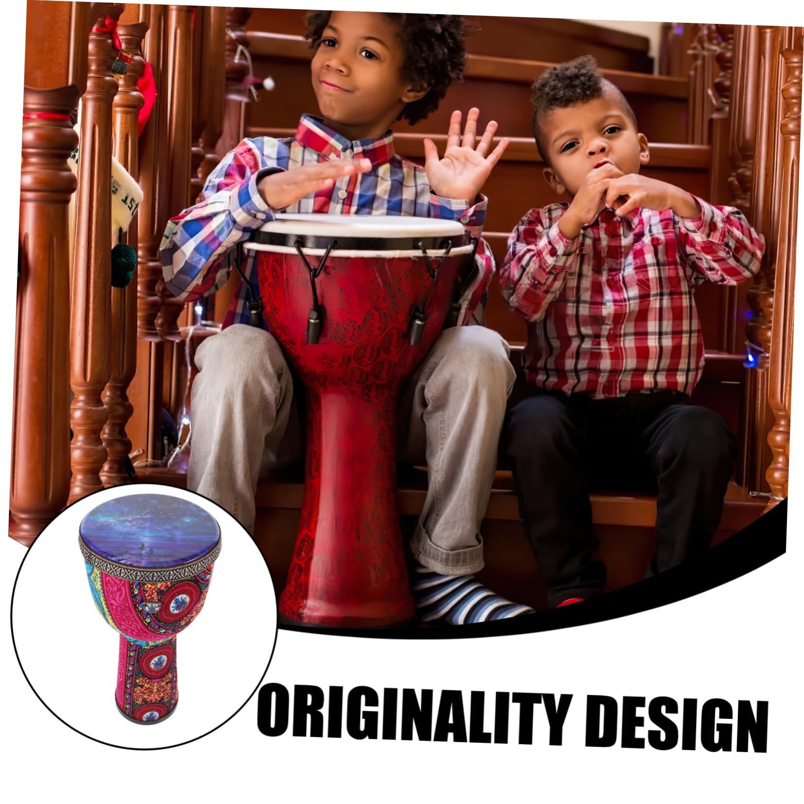 Djembé de Mano 8 Pulgadas para Niños y Principiantes | Pvc Ligero, Diseño Delicado y Acabado Fino, Portátil para Uso Diario Complemento de Baile