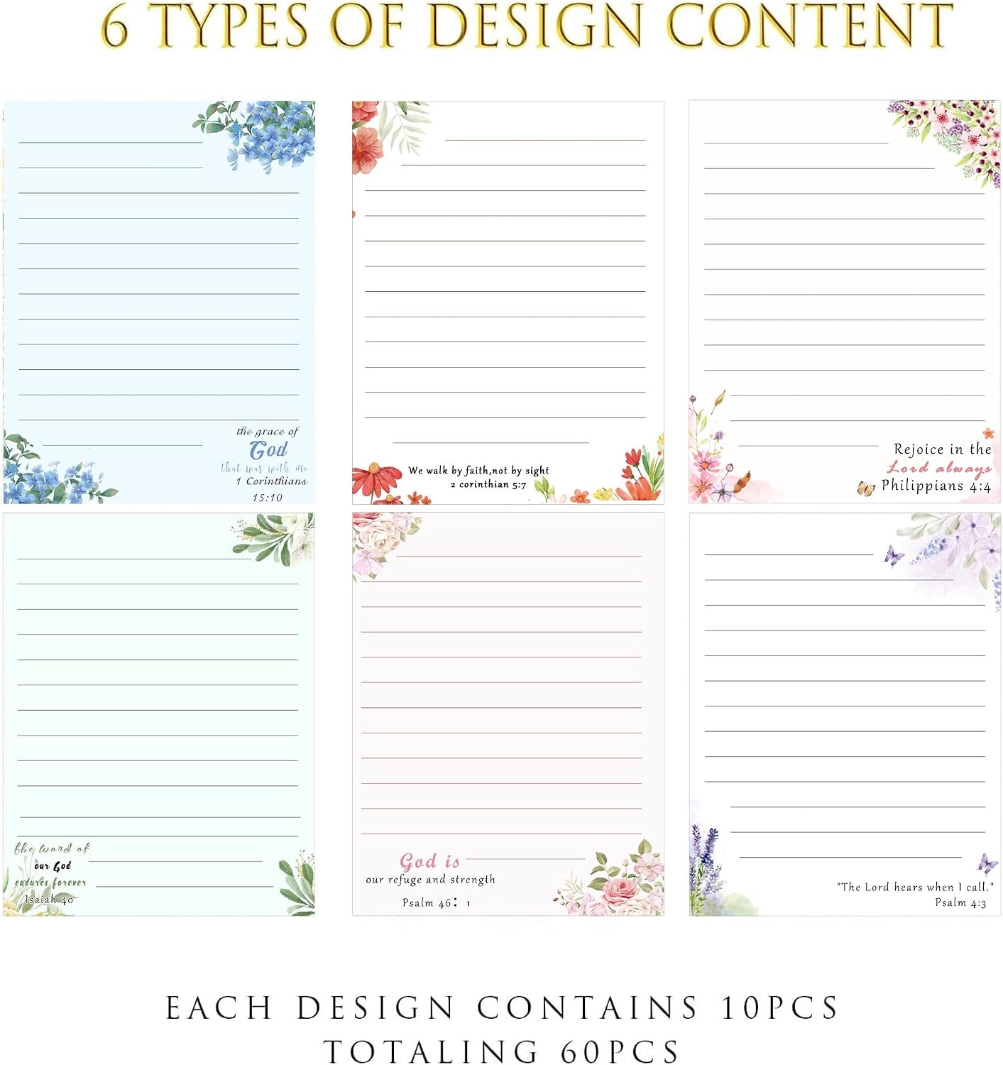 Well Tile Wildflower Bible Verse Stationery Letterhead Paper 60 Sheets image 3