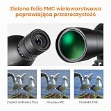 K&F CONCEPT Lornetka monokularna 20-60 x 60, regulowana 45° Hi-Level cylindryczna lornetka do obserwacji ptaków z klipsem na telefon komórkowy, uchwyt na statyw i torba do przechowywania