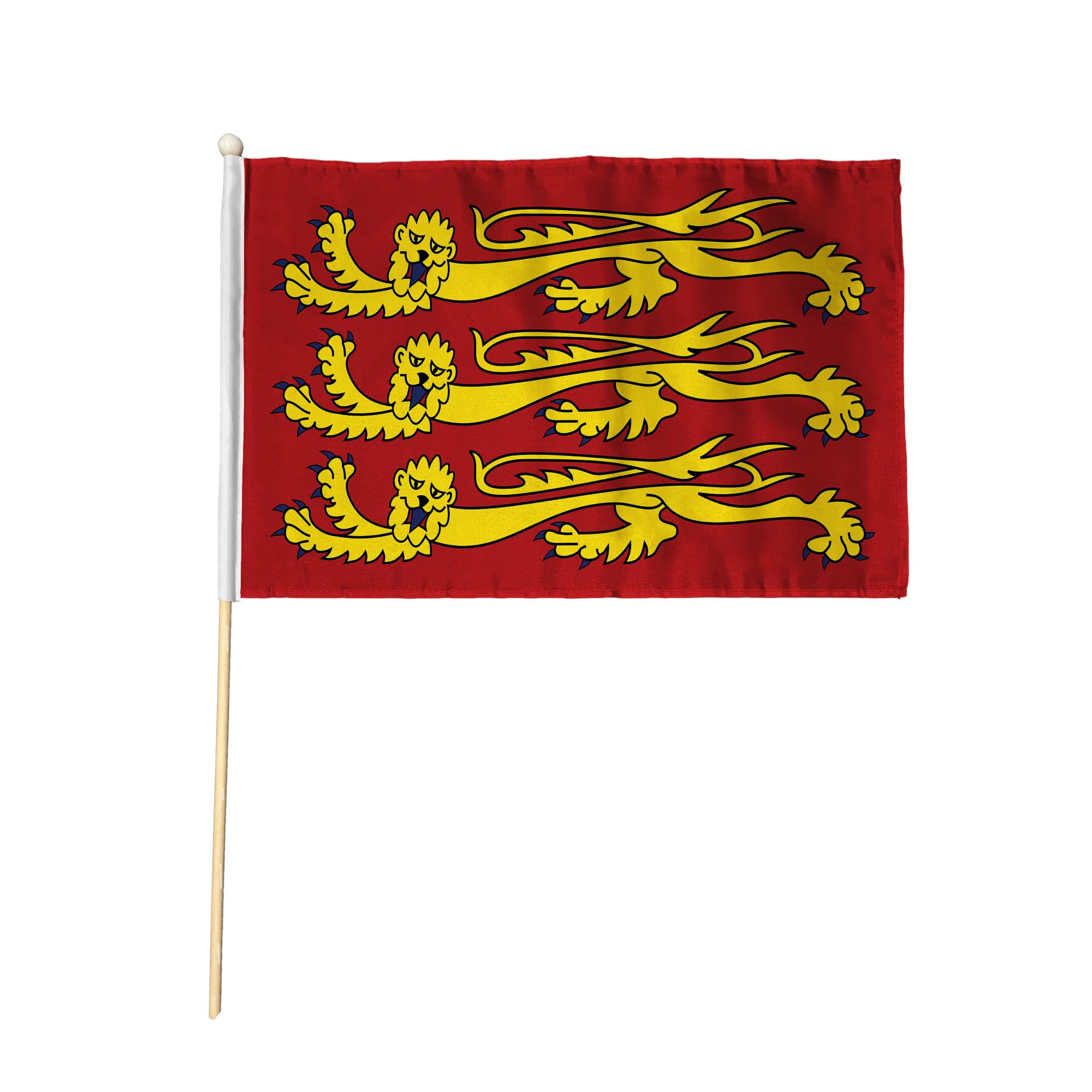 Flagtex Richard The Lionheart Pack of 12 Hand Waving Flag (18x12 Inch Large) - Premium Wooden Stick Hand Flag Big Size Natural Wood Pole Medieval Royal Lions Crusader Heritage โ image 1