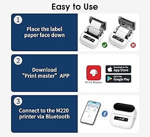 ItriAce M220 3.14 Inch Label Marker Printer, Bluetooth Label Maker Machine with 1 Pack Label, Thermal Sticker Printer for Barcode, Address, Name, Small Business & Home