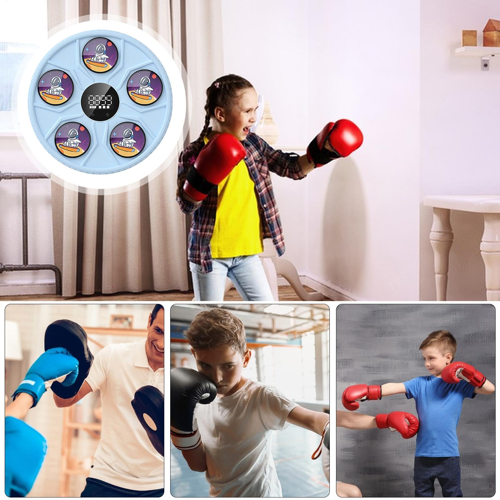 Maszyna do treningu bokserskiego Amortyzujący cel ćwiczeniowy dla dzieci | Elektroniczny Sprzęt Do Ćwiczeń Zasilany Bateriami, Tarcza Treningowa Dla Dzieci I Dorosłych, Do Domu, Siłowni, Biura, We
