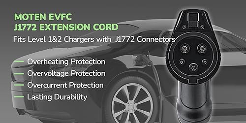 Miniatura 3 de MOTEN EVFC Cable de extensión J1772 EV J1772 de 21 pies y 50 amperios CA, 240 voltios, compatible con todas las estaciones de carga de vehículos