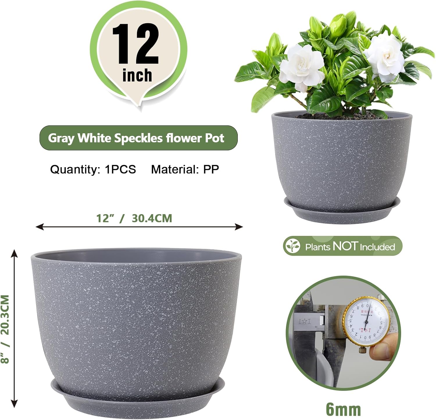 Meowell 12 inch Large Plant Pot for Indoor Outdoor Plants, Wide Flower Pot image 2