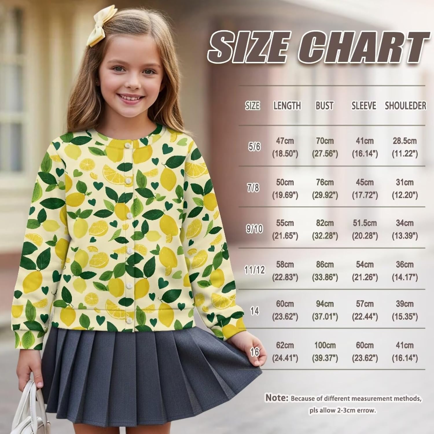 Girls Cardigan Button Down Sweatshirt Casual Crew Neck Kids Long Sleeve Cardigans for Outdoor 4-16Years