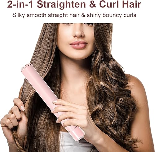 Miniatura 7 de ABHI Cepillo de alisado de cabello inalámbrico portátil con pantalla LED, 5 niveles de temperatura de apagado automático, cepillo de calor recto de