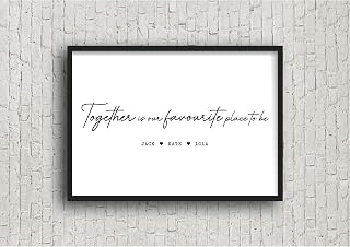 Personalised family quote print! Together is our favourite place to be print! New home print! Housewarming gift!