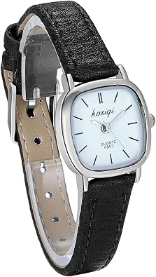 JewelryWe Womens Fashion Quartz Small Square Dial Leather Strap Classic Ladies Dress Watches for Mothers Day