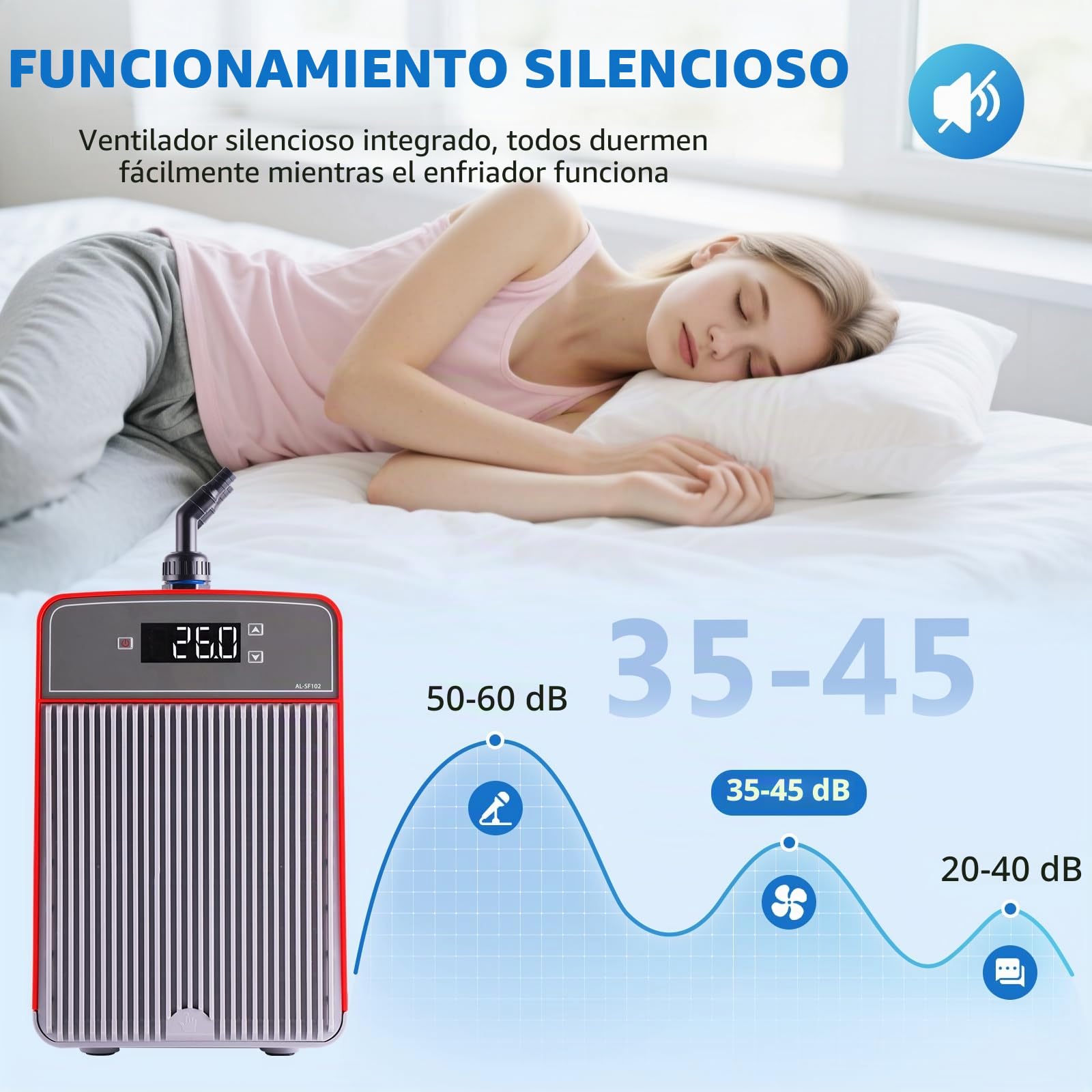 BAOSHISHAN Enfriador de acuarios 160L/42gal 1/10 HP Enfriador de peceras Especial silencioso para hidroponía Hierbas acuáticas Medusas Coral