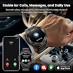 Rugged Military Smart Watch for Men, 5ATM Waterproof, 170+ Sports Modes, 1.43" AMOLED Round Health Fitness Tracker Watch, Tactical Smartwatch Compatible with iPhone Android, Stainless Steel Metal Band