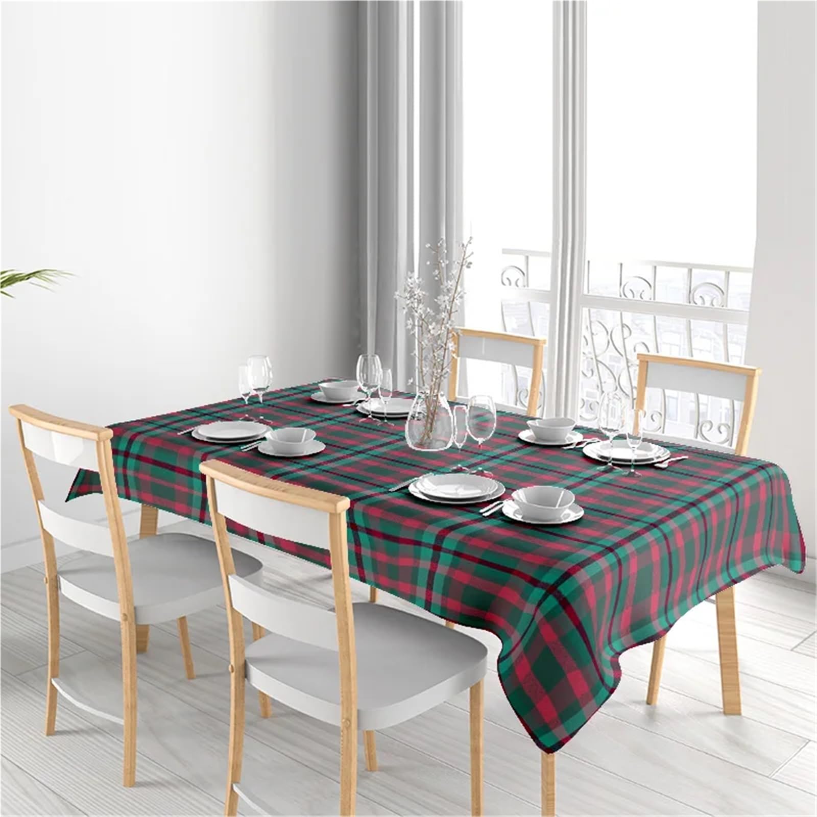 Manteles Vichy Mantel a Cuadros Perfecto for decoración de Comedor, Tela a roja/Verde, algodón, Lavable a máquina
