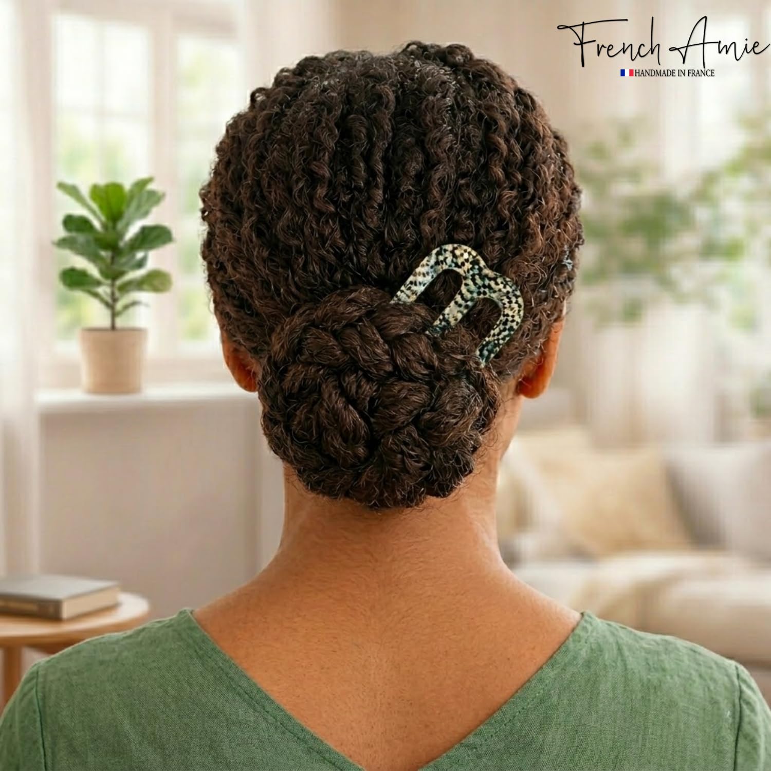 French Amie Tri Prongs Opera 3 Inch Handmade Cellulose Acetate Bun Holder Chignon Hair Pin Stick image 2