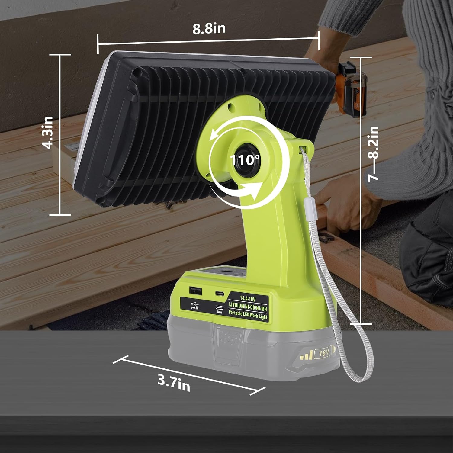 40W Light for Ryobi 18V Li-ion Battery,4200LM Flashlight with USB A/C Port,110 Degree Pivoting Head,Led Work Light Floodlight Spotlight for One+18V Max Lithium-ion Battery