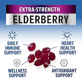 Immune Support Gummies - Sambucus Elderberry Gummy with Elder Berry Extract, Zinc & Vitamin C, Natural Vegan Immune Support Supplement for Adults & Children, Gummy Elderberry Vitamins - 60 Gummies