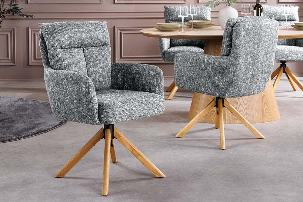 Stuhl BIG GEORGE - 92cm - grün - Strukturstoff Holz-Beine drehbar Armlehne