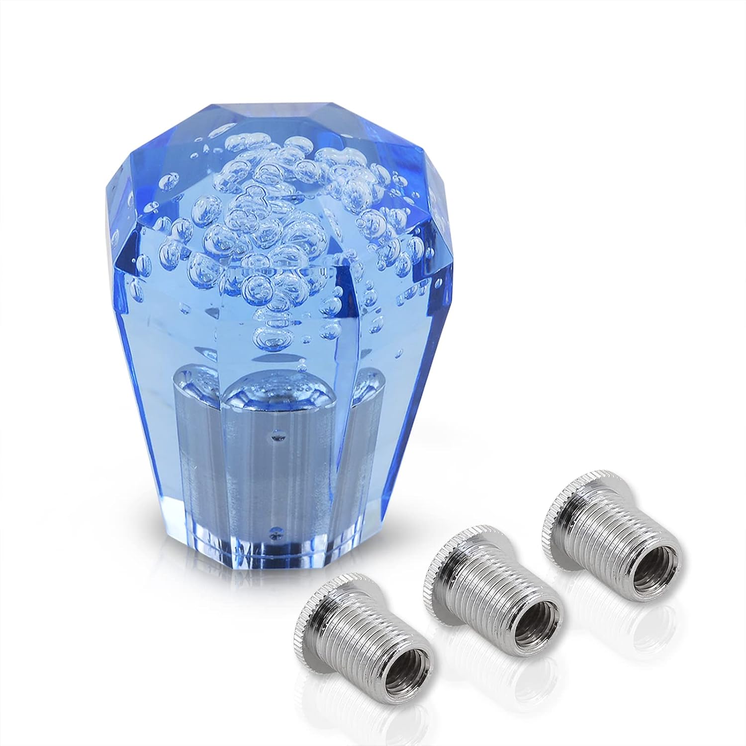 AJP Distributors M8 M10 M12 x 1.25 / M10 x 1.5 Thread Universal 2.5" 60mm Diamond Bubble Shift Knob, M8x1.25 M10x1.25 M10x1.5 M12x1.25 JDM VIP M/T Manual Stick Gear Lever Screw On Adapter Nut Blue