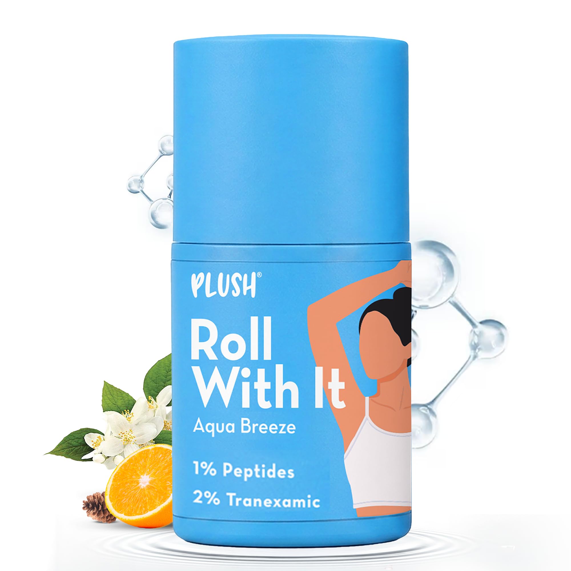 Plush Aqua Breeze Deodorant Roll On For Women | Underarm Care Roll On | Odour Control | Tranexamic Acid, Peptides & Niacinamide | Alcohol-Free Deodorant | Sensitive Skin Friendly | 50 ml-image-8