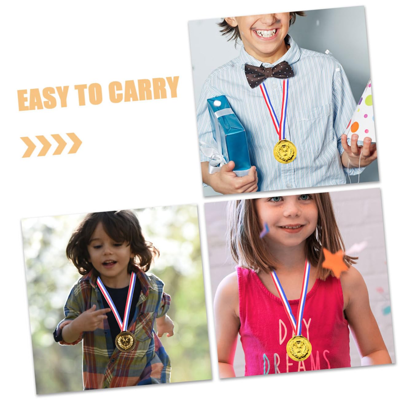 iplusmile Medaglie per Bambini Oro, 50 Pezzi, in Lega di Zinco con Nastro, per Competizioni e Feste, Premio Sportivo Versatile