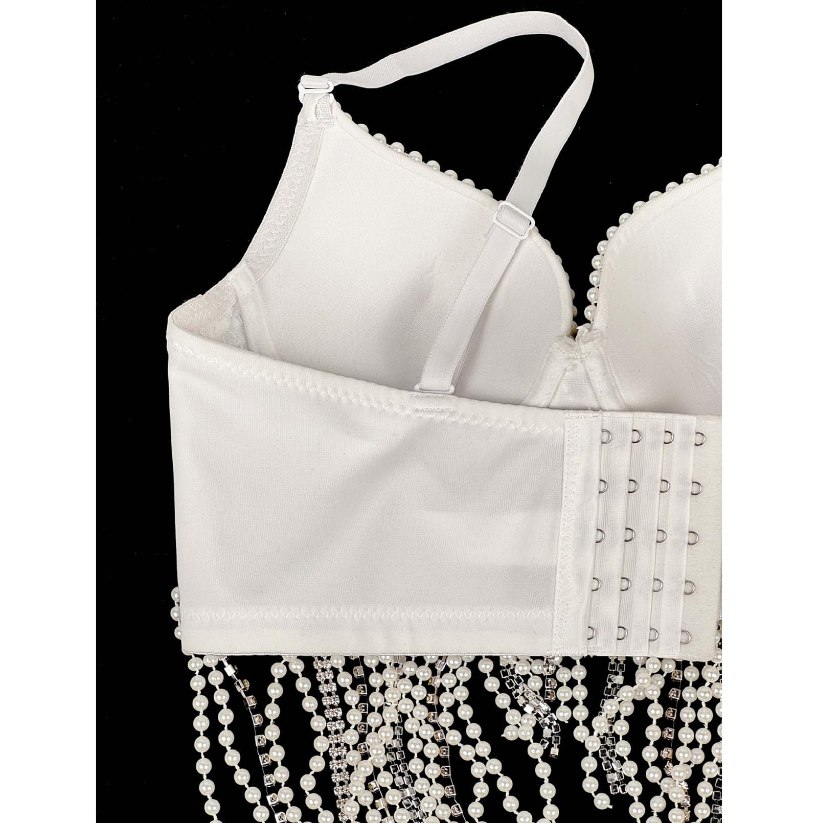 Top Corsetto con Paillettes, Strass e Nappine da Donna Top Scintillante da Sera