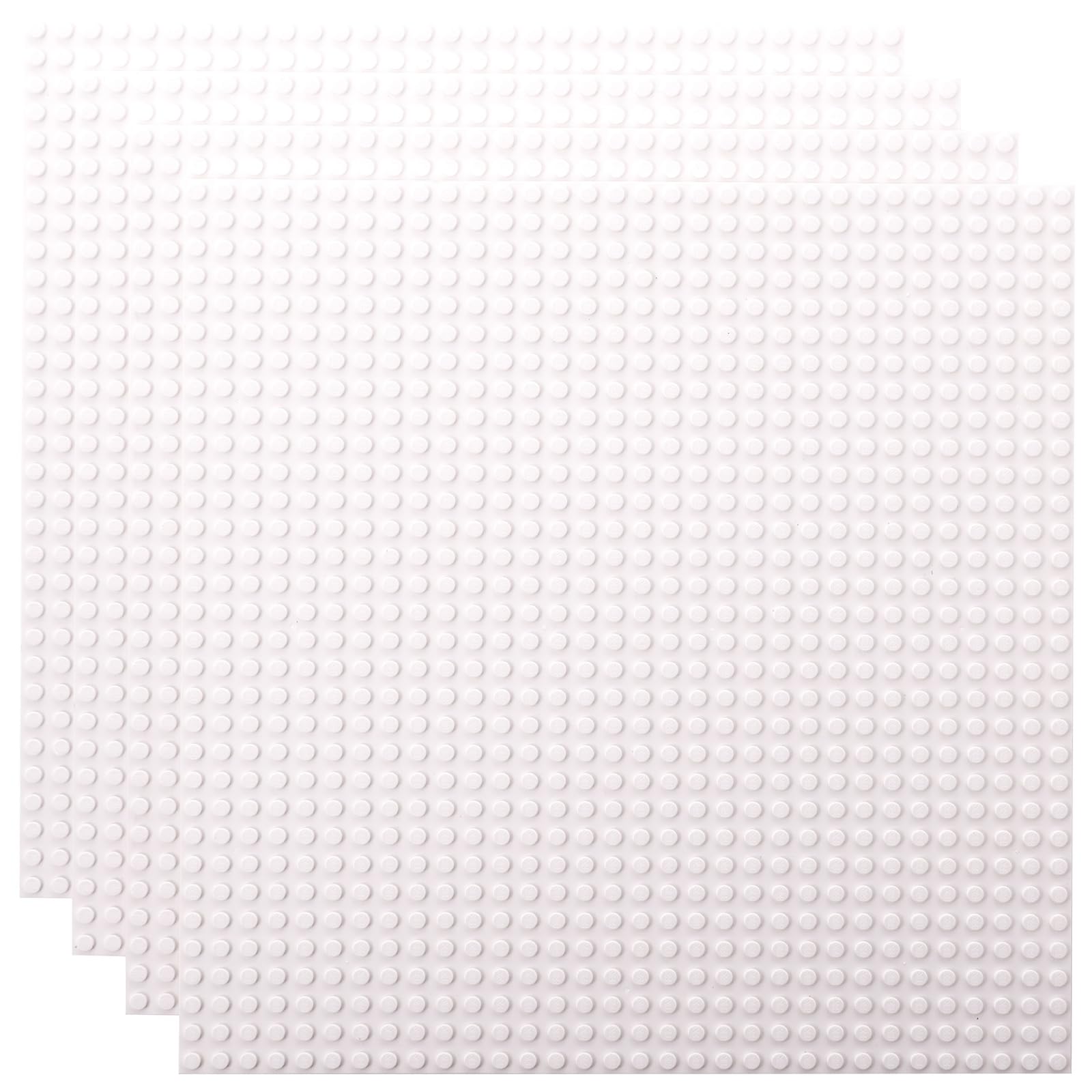 Strictly Briks Stackable Baseplates - 4 Pack Compatible with Lego & Major Brick Brands, 10 x 10 in with 32 x 32 Studs, Toy Building Plates Boards, Kids, White