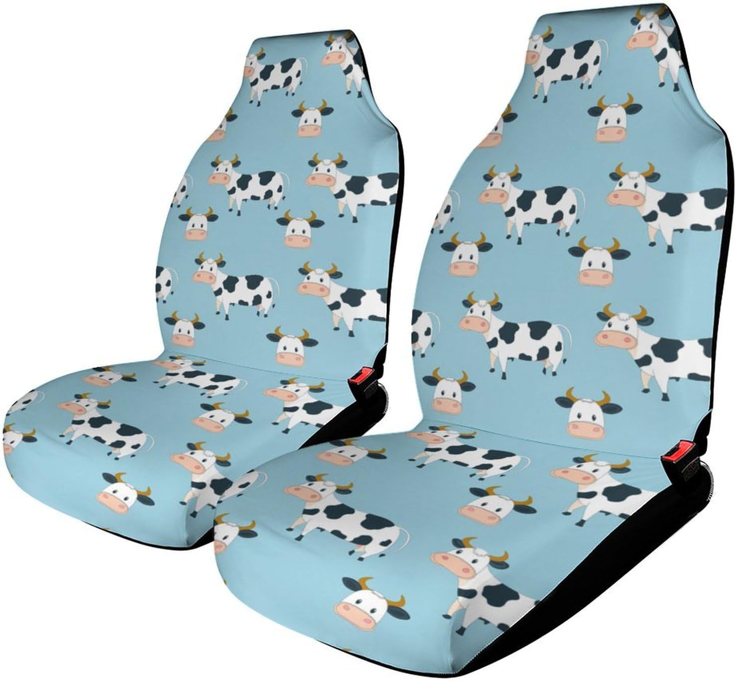 Cute Cow Print Car Seat Covers Automotive Seat Covers Car Seat Protector Auto Front Seats Protector for Most Cars 2PCS