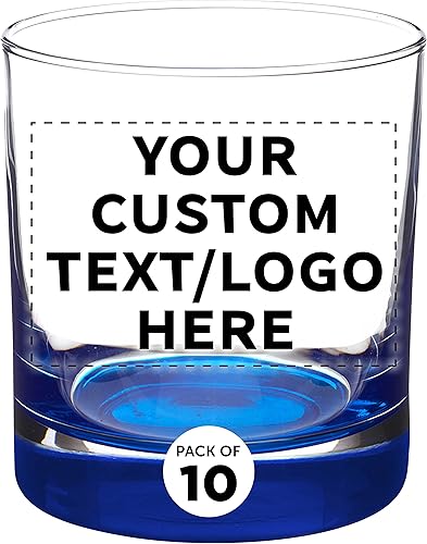 Libbey - Vasos de whisky personalizados de 10 onzas, juego de 10 unidades, paquete personalizado a granel, base pesada, vaso antiguo de moda, disponible en Yaxa Peru