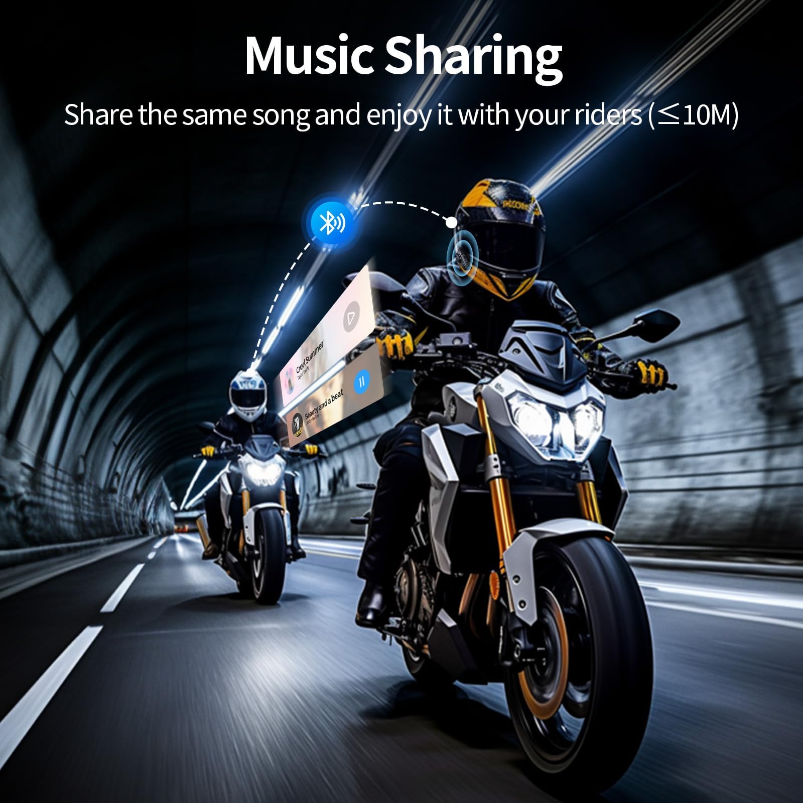 JESIMAIK Auriculares Bluetooth para casco de motocicleta, sistema de comunicación de casco de 10 vías de 2 km, intercomunicador de audio multitarea, 2 micrófonos y altavoz de 40 mm, 1 paquete