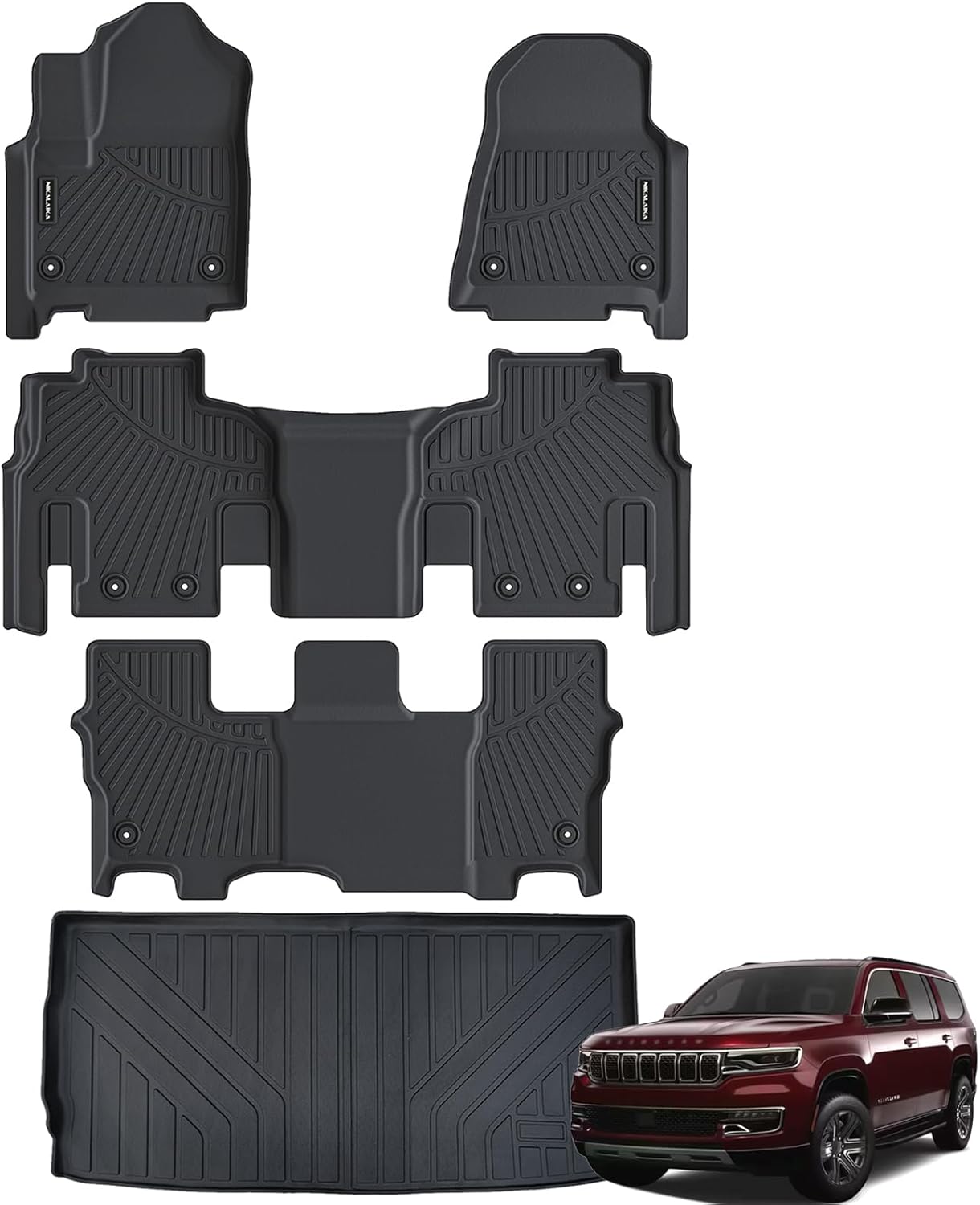 NIKALAIKA Floor Mats & Cargo Liner for 2022 2023 2024 Jeep