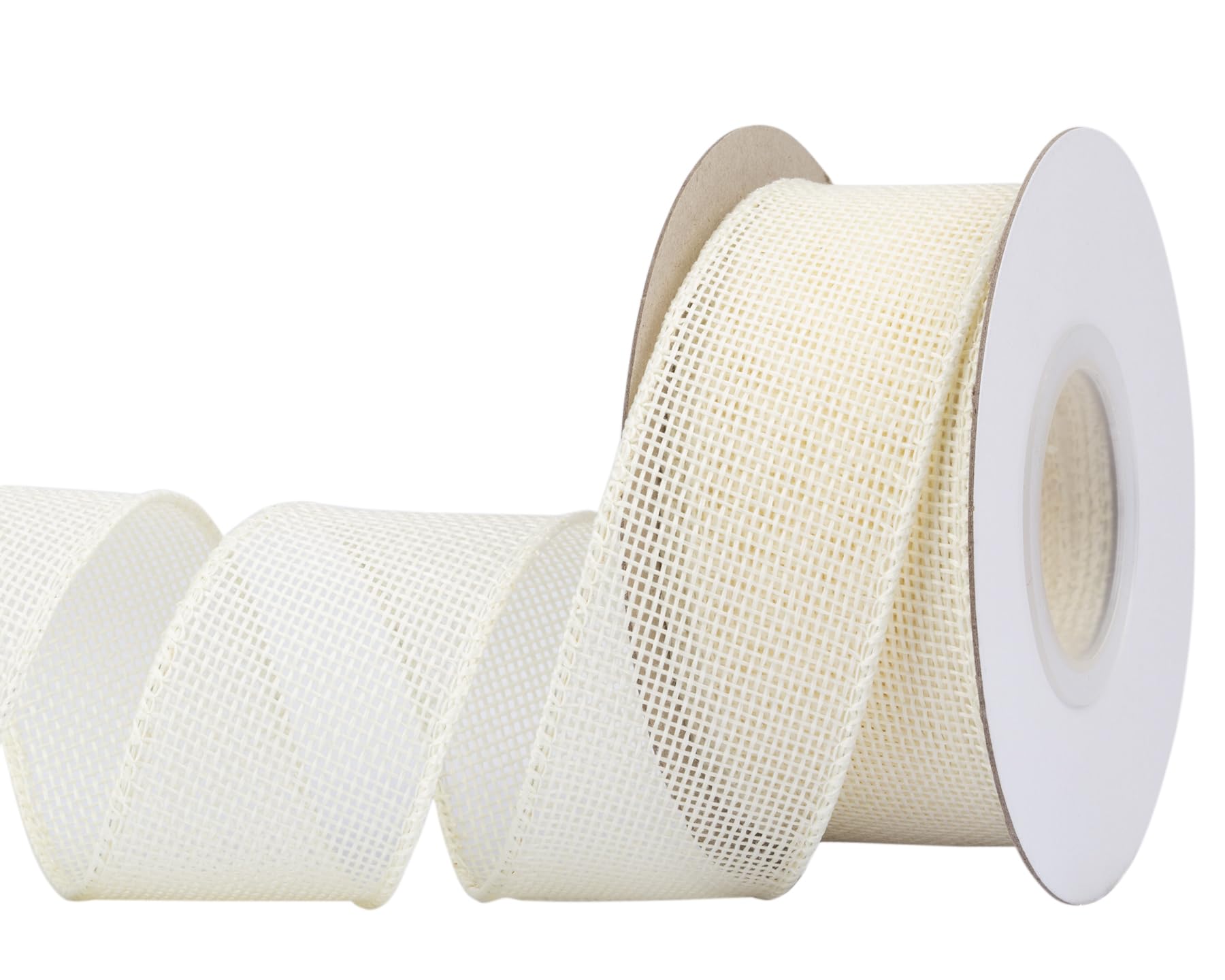 Joycrosso Burlap Wired Edge Ribbon 38mm x 9 Meters, Ivory, Ideal for Crafting, Gift Wrapping, Wreath, Christmas Tree, and Rustic Wedding Decorations