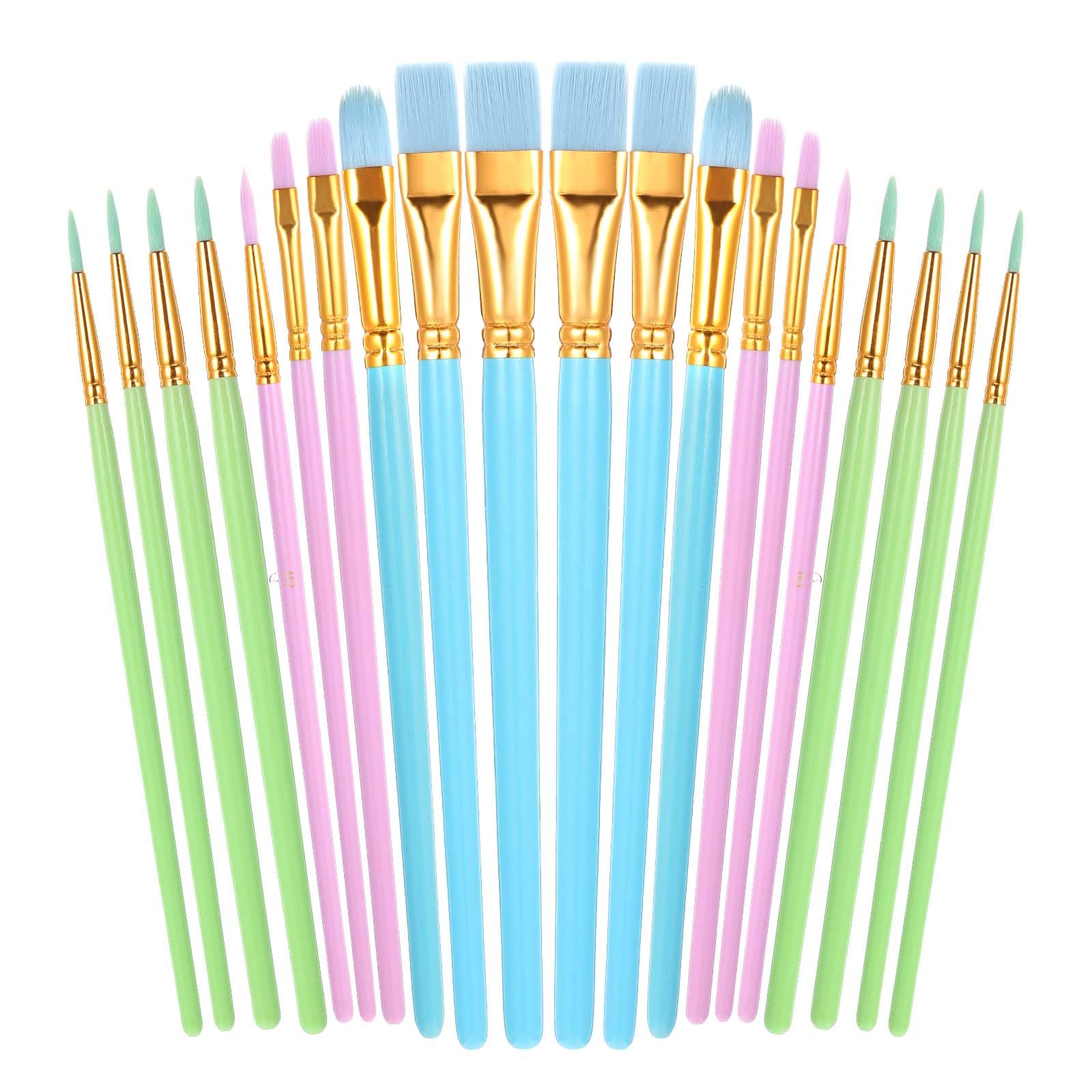 4E's Novelty 12 Kinder-Pinsel Set – 6 Runde & 6 Flache Pinsel, 15.9 Cm Lang, Für Acryl, Aquarell & Basteln