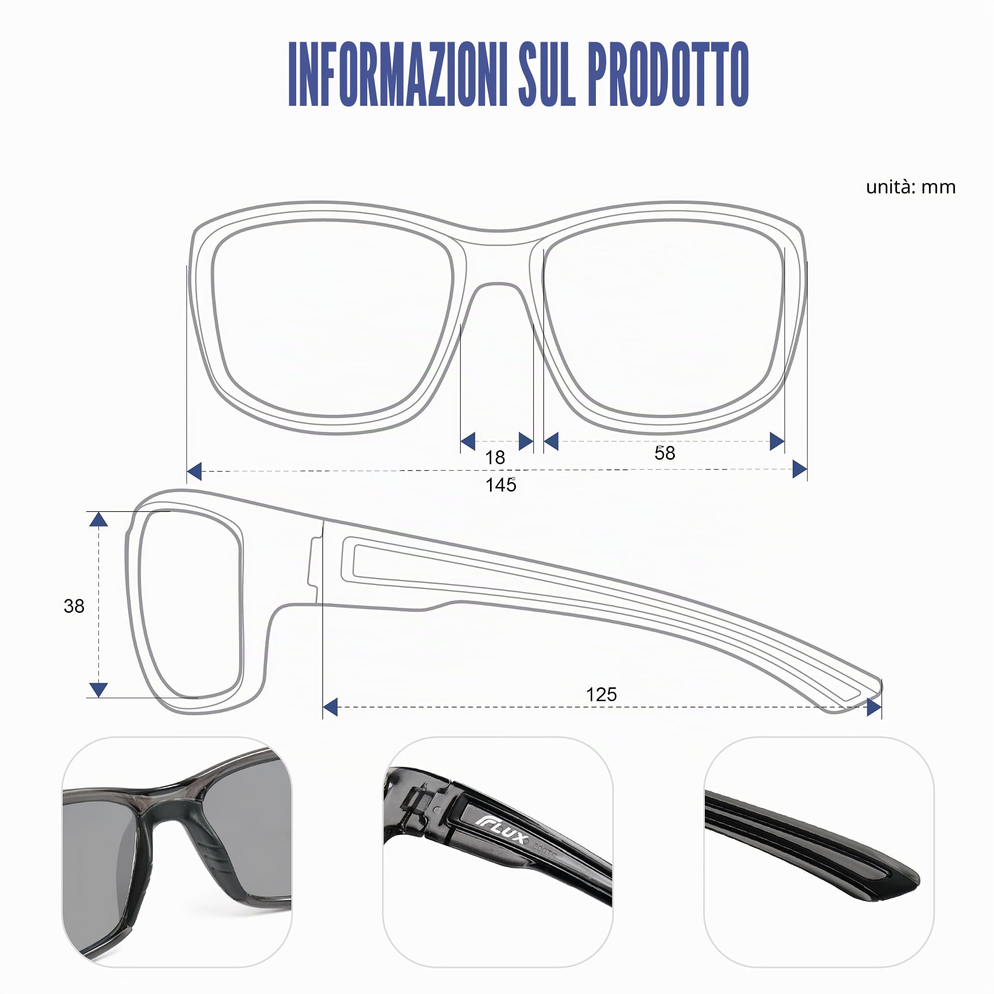 ICECUBE DYNAMIC Occhiali da sole polarizzati sportivi, protezione UV400 con funzione antiscivolo e telaio leggero, per uomini e donne durante la guida, corsa, baseball, golf, sport casual e attività