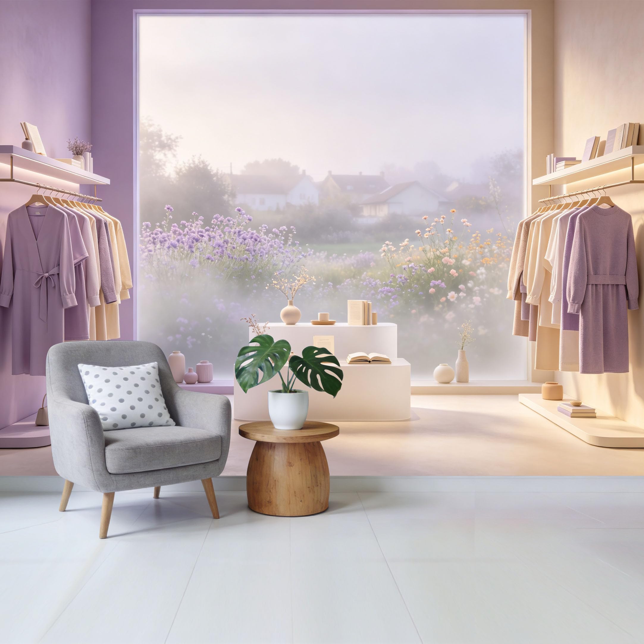 Qzlithotic Yq2605250799 Custom Size Wall Mural Mist Lavender Field Countryside Scenery Modern Minimalist Aesthetic Selfadhesive Wall Fabric Removable Wallpaper For Home Office Decor