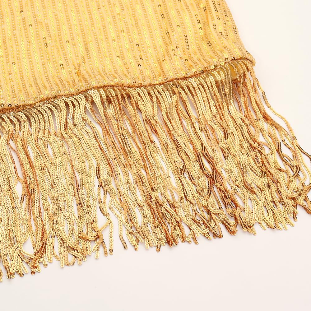 Noomelfish Girls Sequin Fringe Crop Tops Tassel Sparkly Glitter Dance Sleeveless Tank Shirt (5-12 Years) - Image 3