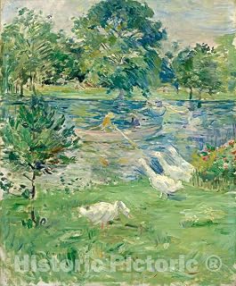 Art Print : Berthe Morisot, Girl in a Boat with Geese, c. 1889, Historic Wall Décor : 08in x 10in
