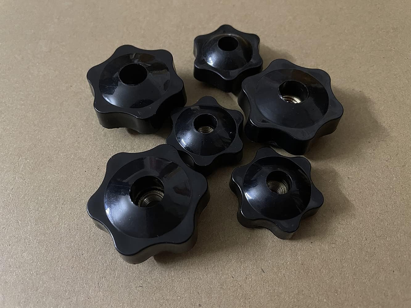 10 Pcs M5 Head Diameter 32mm Black Plastic Star Shape Head Female Thread Clamping Knob Shape Hand Knobs Nuts Grip Through Hole Nut Handle Machine Tool