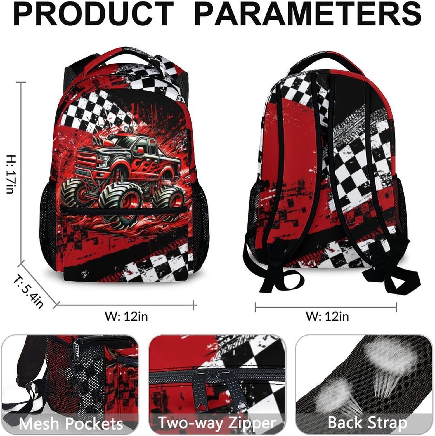 Kids Boys Backpack Truck Backpacks for School Travel Casual, Toddler Backpacks for Kindergarten Elementary Primary Back to School