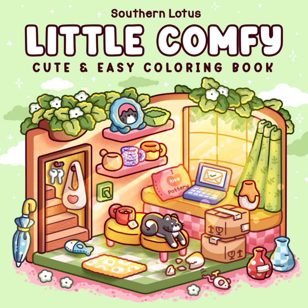 Little Comfy: Coloring Book for Adults and Teens Featuring Cozy Corners and Relaxing Spaces, Comfort Designs for Stress Relief Moments