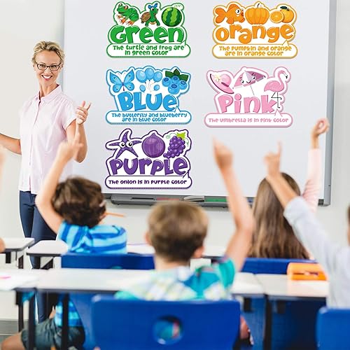 Miniatura 7 de Outus Póster de color para el aula preescolar, juego de 11 tablones de anuncios de 16.5 x 11.5 pulgadas, palabras de frutas y verduras, recortes de