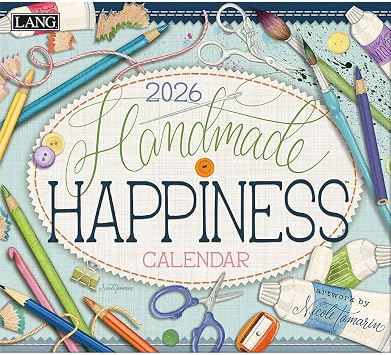 Lang, Handmade Happiness 2026 Wall Calendar by Nicole Tamarin, 13.4 X 12, 12-Month Calendar with Stapled Binding