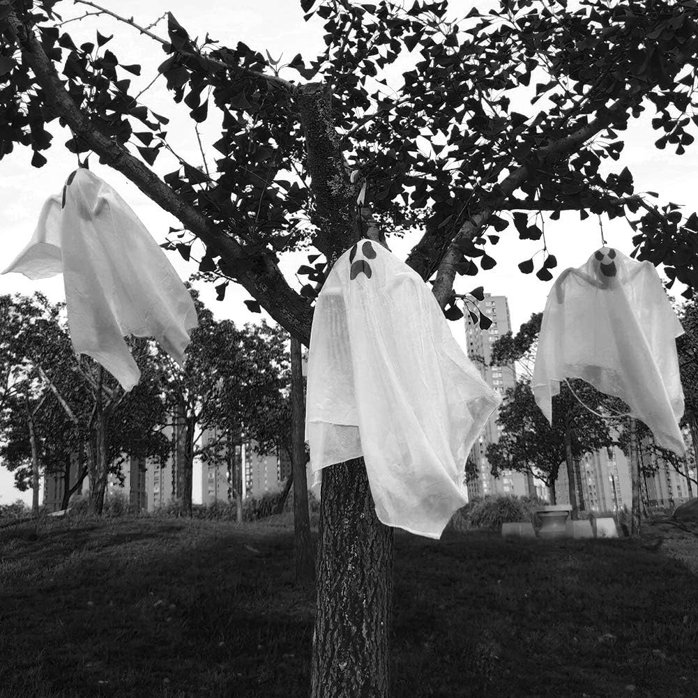 ATDAWN Halloween Hanging Ghosts, Halloween Party Decoration, Flying Ghost for Front Yard Patio Lawn Garden Party Holiday Decoration, 3 Pack