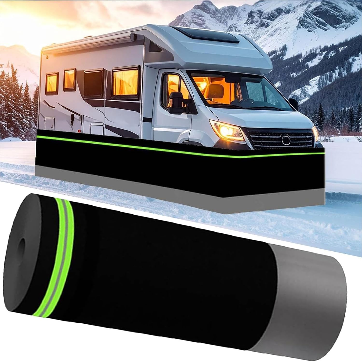 Winter Rv Baseboards | Travel Trailer Skirt Panels | Insulated Rv Covers | DIY Winter Protective Covers | with Reflective Strips; Easy Installation Without Tools. 3ft H x 65ft L