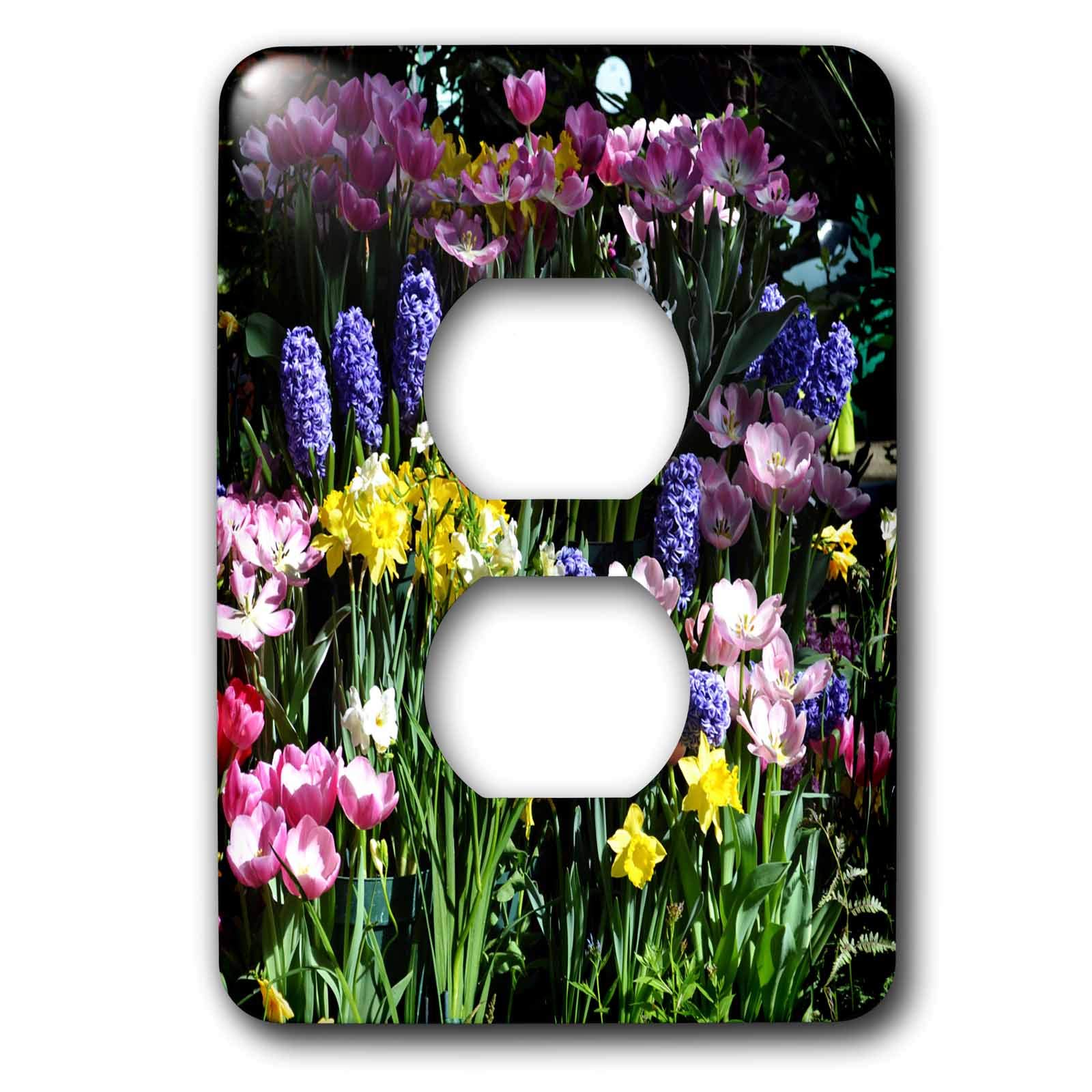 Cache-prise 2 prises 3dRose lsp_33090_6 Wall of Flowers pour cacher les prises blanches