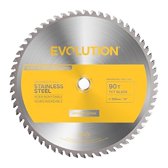 Evolution 14BLADESSN-G2 14" 90T Stainless Steel TCT Blade | NEW & Improved Gen2 | 1" Arbor | for S14MCS, S14CPS, S15CPS, S355MCS, S355CPSL | Precision Stainless Steel Cutting for Metalworking