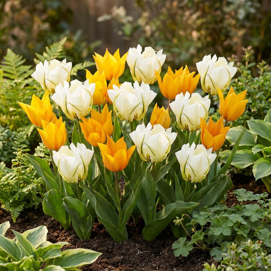 Green boutiQ - 120x Tulipa Sunbath - Tulipe Sunbath - Jaune et Blanc - Floraison printanière - Calibre 11/12