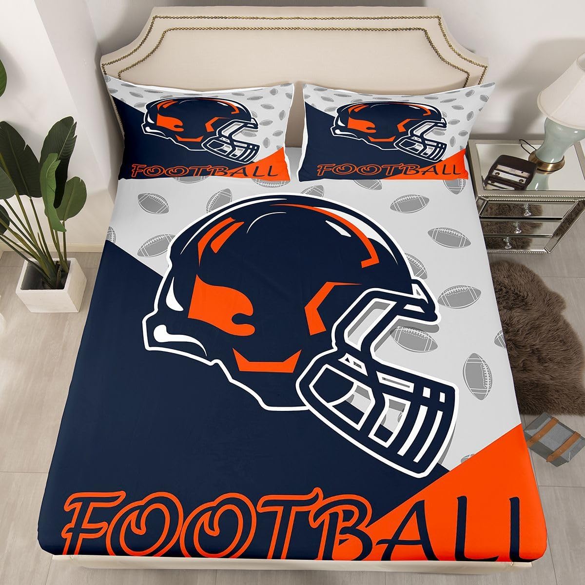 Erosebridal Sports Boys Sheet Set Twin Size Gridiron Seasonal Color Sheets, Cool Sports Rugby Game Top Fitted Sheet Soft Microfiber Bedding Set with 1 Pillowcase - Image 3
