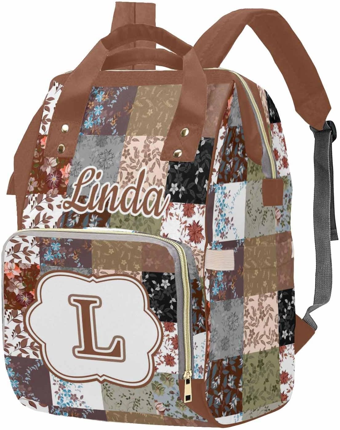 M YESCUSTOM Personalized Diaper Bag Backpack with Name Custom Mommy Nursing Brown Plaid Daypack Casual Travel Daypack with Text Waterproof Nappy Bags New Born Gift for Mom Dad Adult
