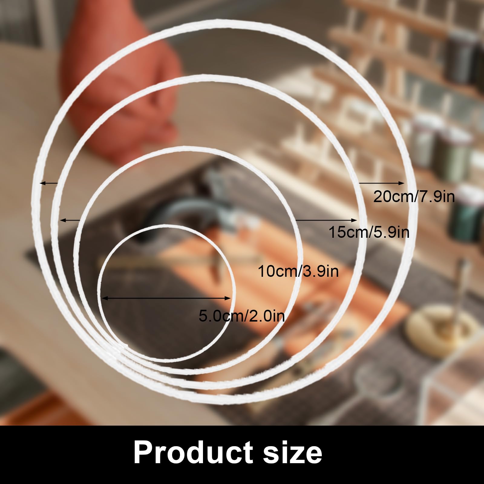 Lot De 12 Cercles Métalliques Blancs Pour DIY - 4 Tailles : 5, 10, 15, 20 Cm - En Fer Soudé, Pour Créations Florales, Décorations Murales, Noël