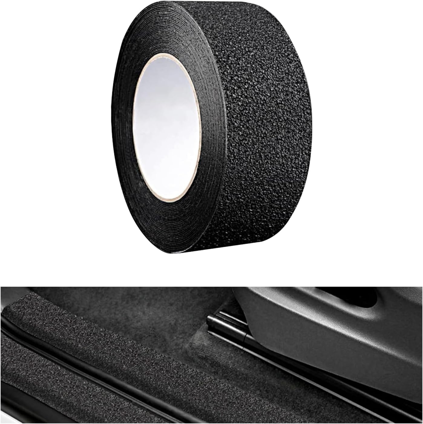 Car Door Entry Guard, 16.4 Ft Anti-slip Door Sill Guard Trim, PEVA Anti-scratch Protective Film for Sill and Trunk, DIY Self-adhesive Modification Accessory for Cars Trucks SUVs (Black)