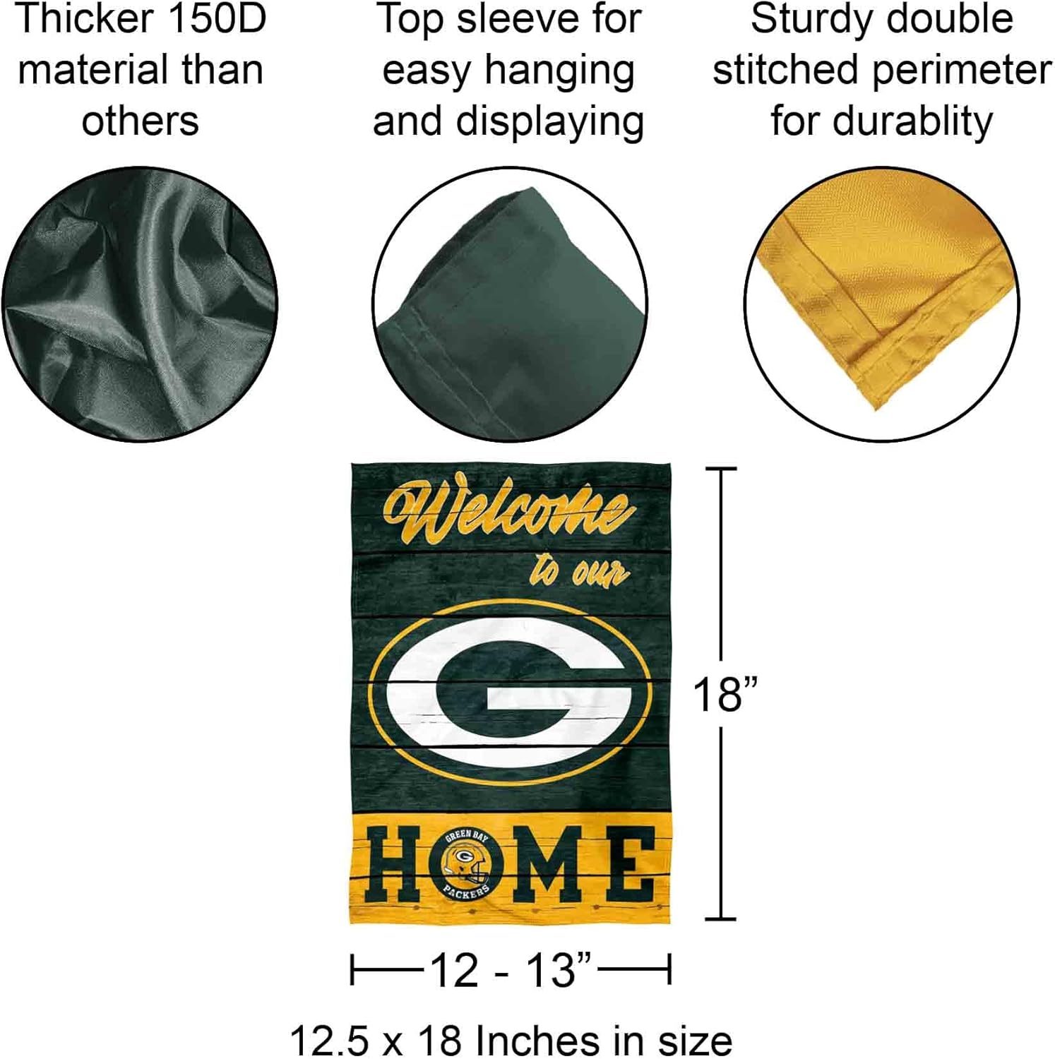 Green Bay Packers Welcome Home Decorative Garden Flag Double Sided Banner - Image 3