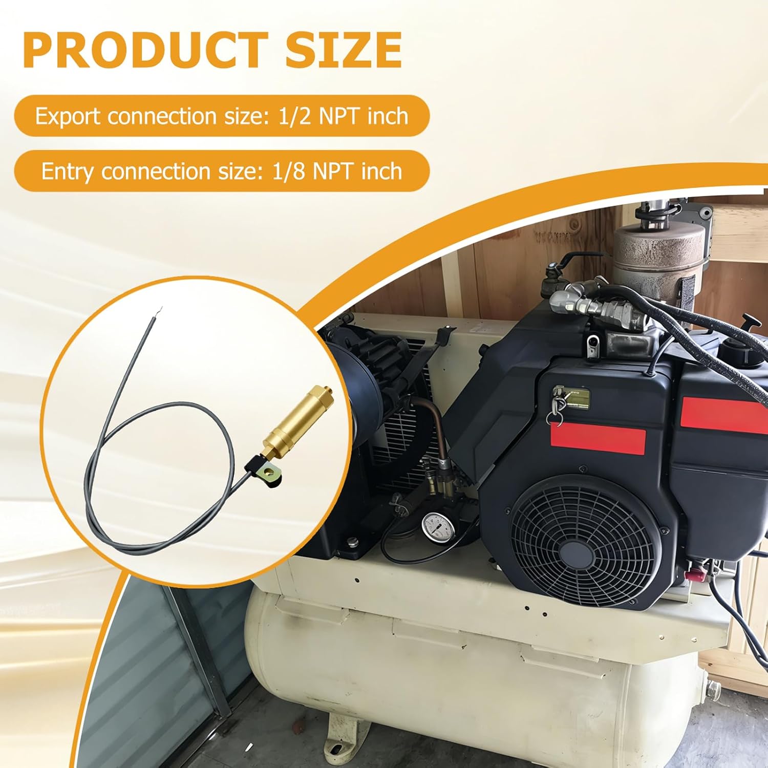 Replacement Throttle Control Mechanism for 23426687 Ingersoll Rand, Cable Whip Style (8HP - 13HP Engines, 36" Throttle Control Cable)